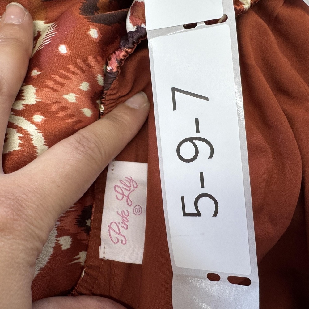 Pink Lily Dress Womens Small Orange Ikat Halter Neck Boho Mini Tropical - Picture 4 of 7